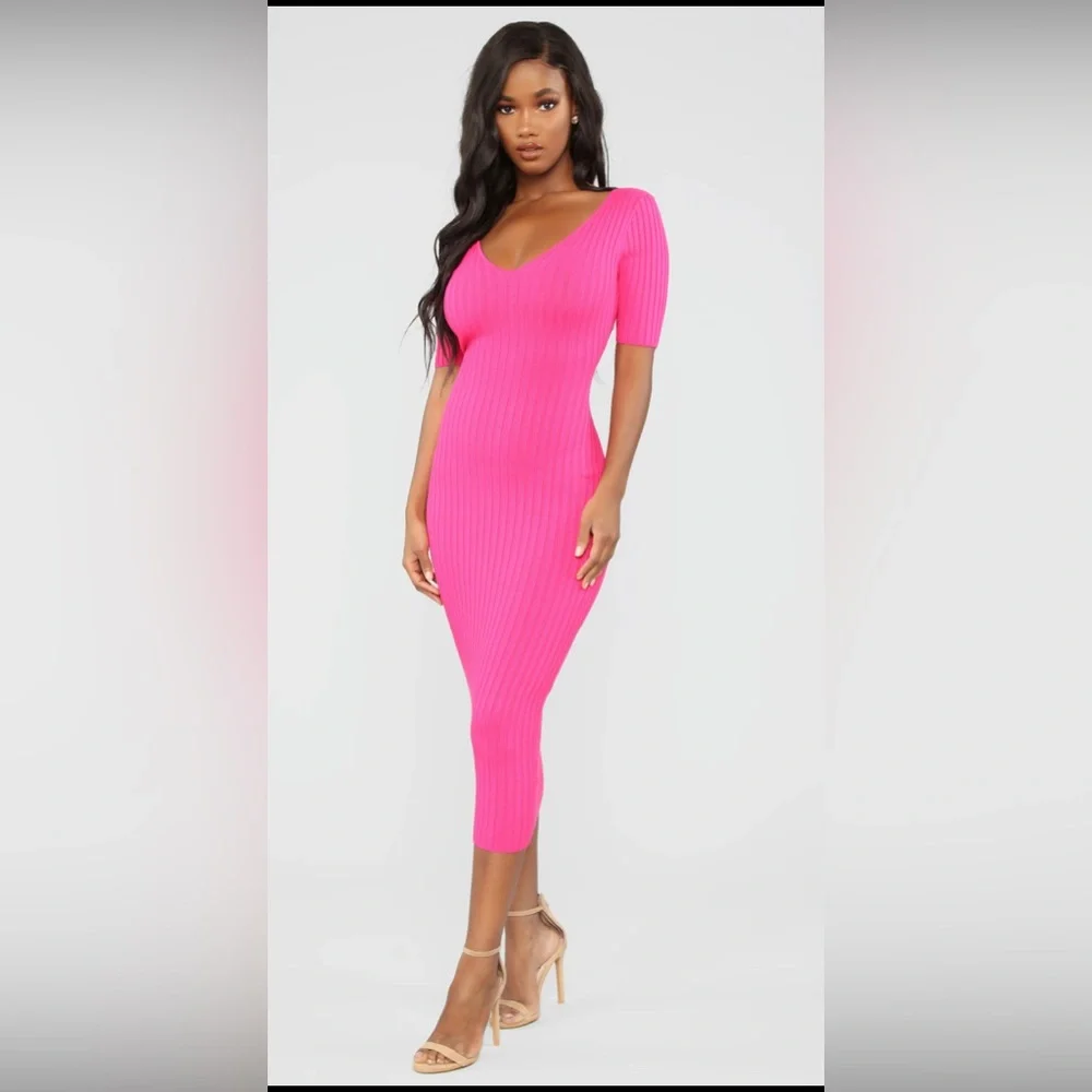 FN Hot pink sweater dress, Size XS - Picture 2 of 5